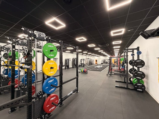 A photo of the REP Fitness UK equipment showroom.